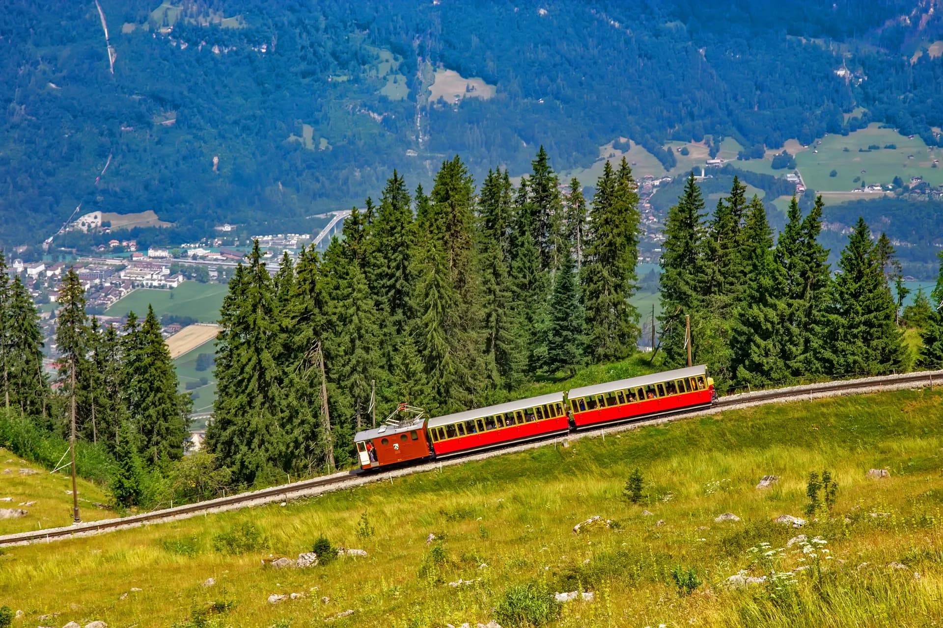 Mountain railway through the Bernese Highlands